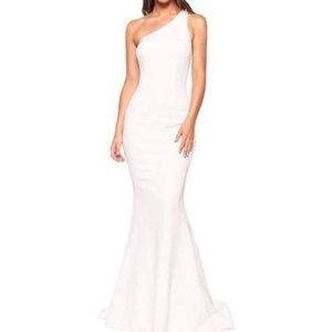 white one shoulder maxi dress